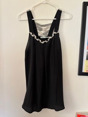 Kimchi Blue Black Tank with Cream Braided Trim